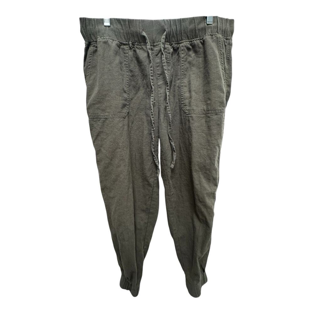 per se Women's M Gray Linen Blend Jogger Pants Relaxed Boho Casual Casual - Picture 2 of 5